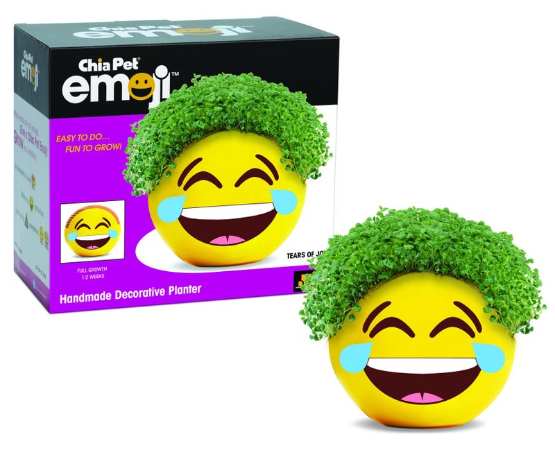 Chia Pet Emoji Tears of Joy with Seed Pack, Decorative Pottery Planter, Easy to Do and Fun to Grow, Novelty Gift, Perfect for Any Occasion - Image 1